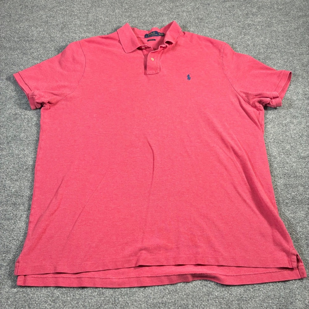 Polo Ralph Lauren Polo Shirt Mens XXL Pink‎ Classic Fit Cotton Mesh